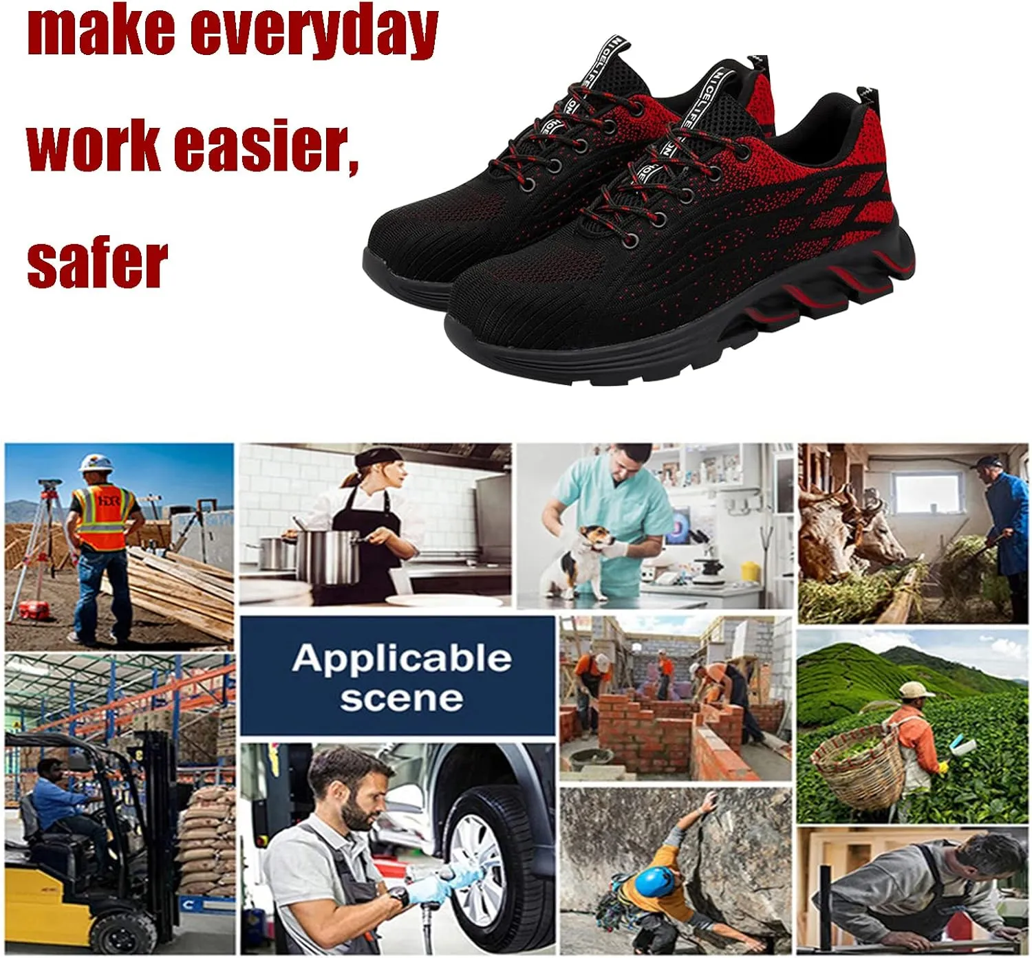 Worker Protective Shoes,for Industrial & Construction Site, Drivers, Factories, Kitchens, Gas Stations,