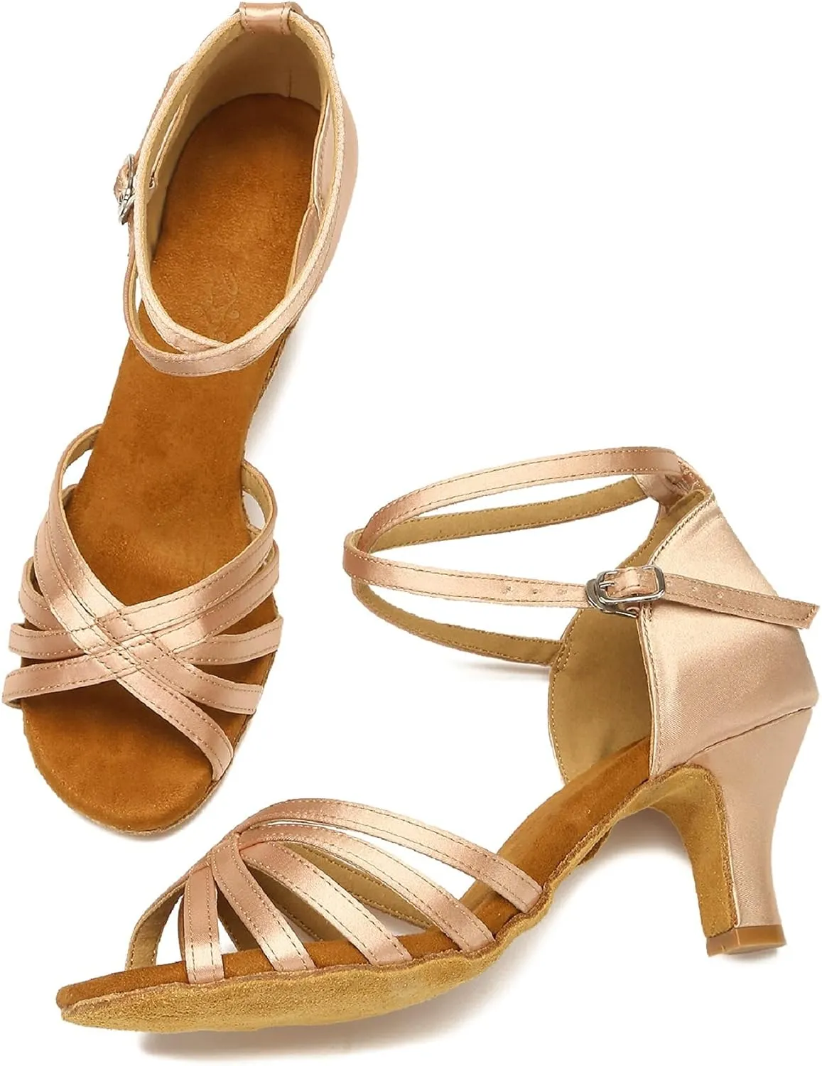 Yokala Ballroom Latin Salsa Dance Shoes Women Low Heel Practice Dancing Sandals for Social Dance Beginner S04
