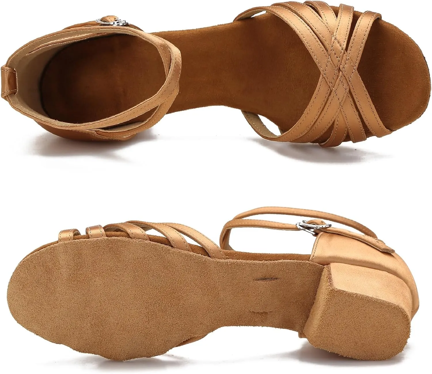 Yokala Ballroom Latin Salsa Dance Shoes Women Low Heel Practice Dancing Sandals for Social Dance Beginner S04