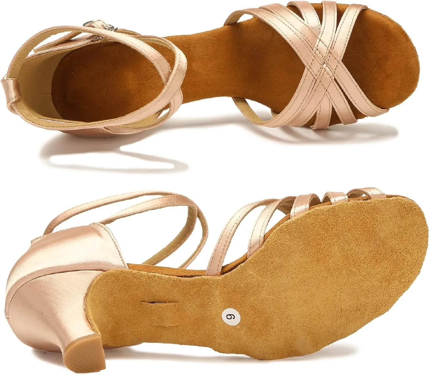 Yokala Ballroom Latin Salsa Dance Shoes Women Low Heel Practice Dancing Sandals for Social Dance Beginner S04